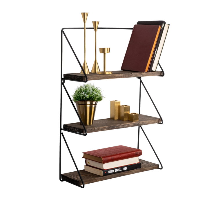 Hanah Home Violaceae Estantería de Pared Moderna e Industrial en Negro y Nogal Hanah Home Violaceae Estantería de Pared Moderna e Industrial en Negro y Nogal